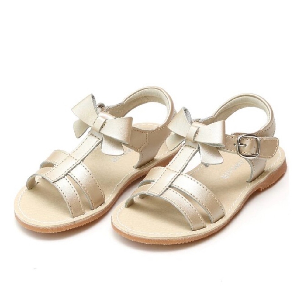 L'Amour Janie T-Strap Sandals with Bow